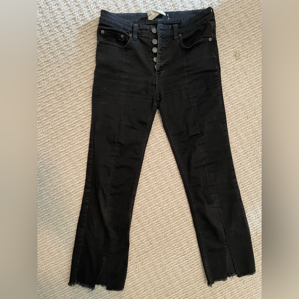 Free People Charcoal Button-Fly Denim
